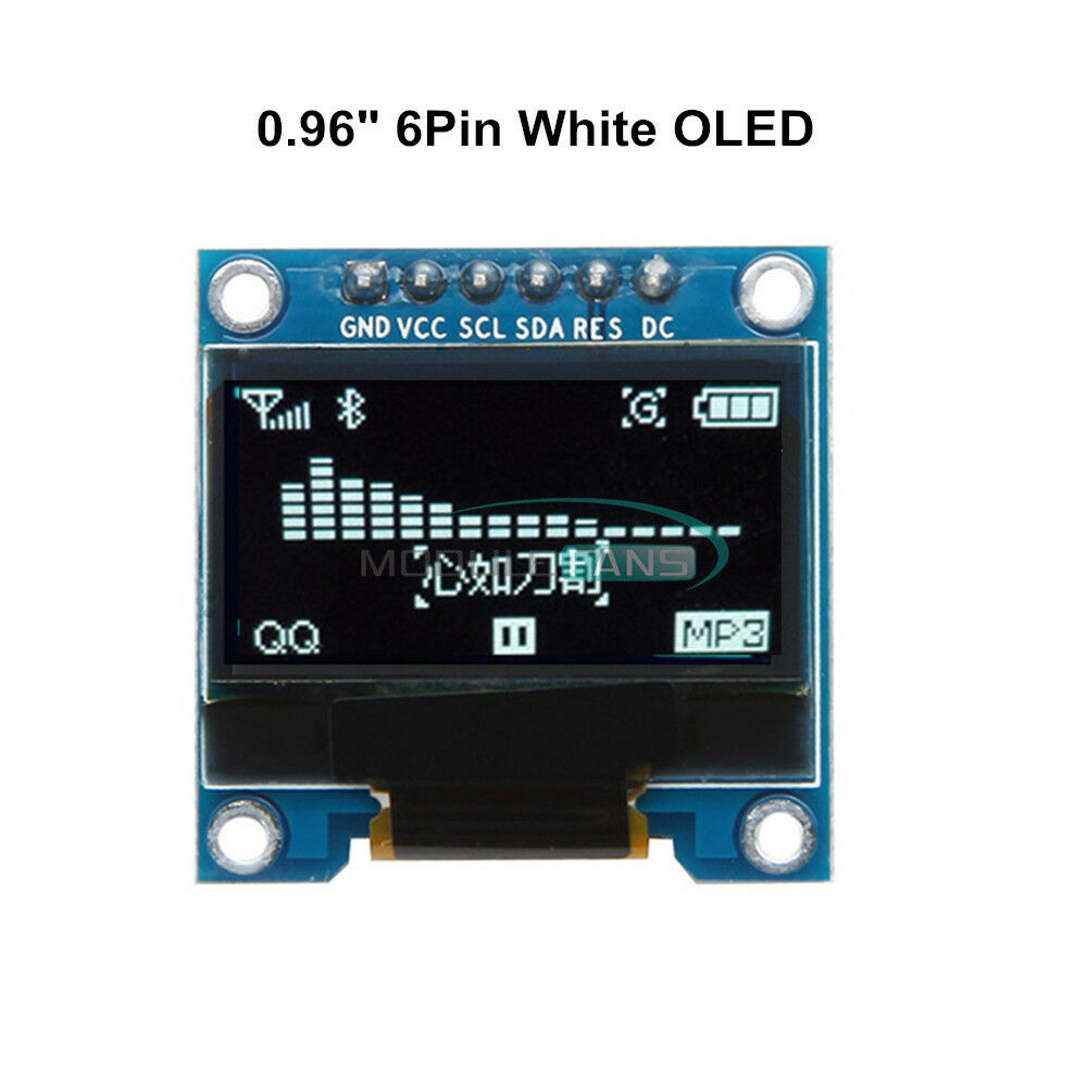 White 0.96" 6Pin OLED Display Module 12864 SPI&IIC I2C For Arduino Raspberry Pi