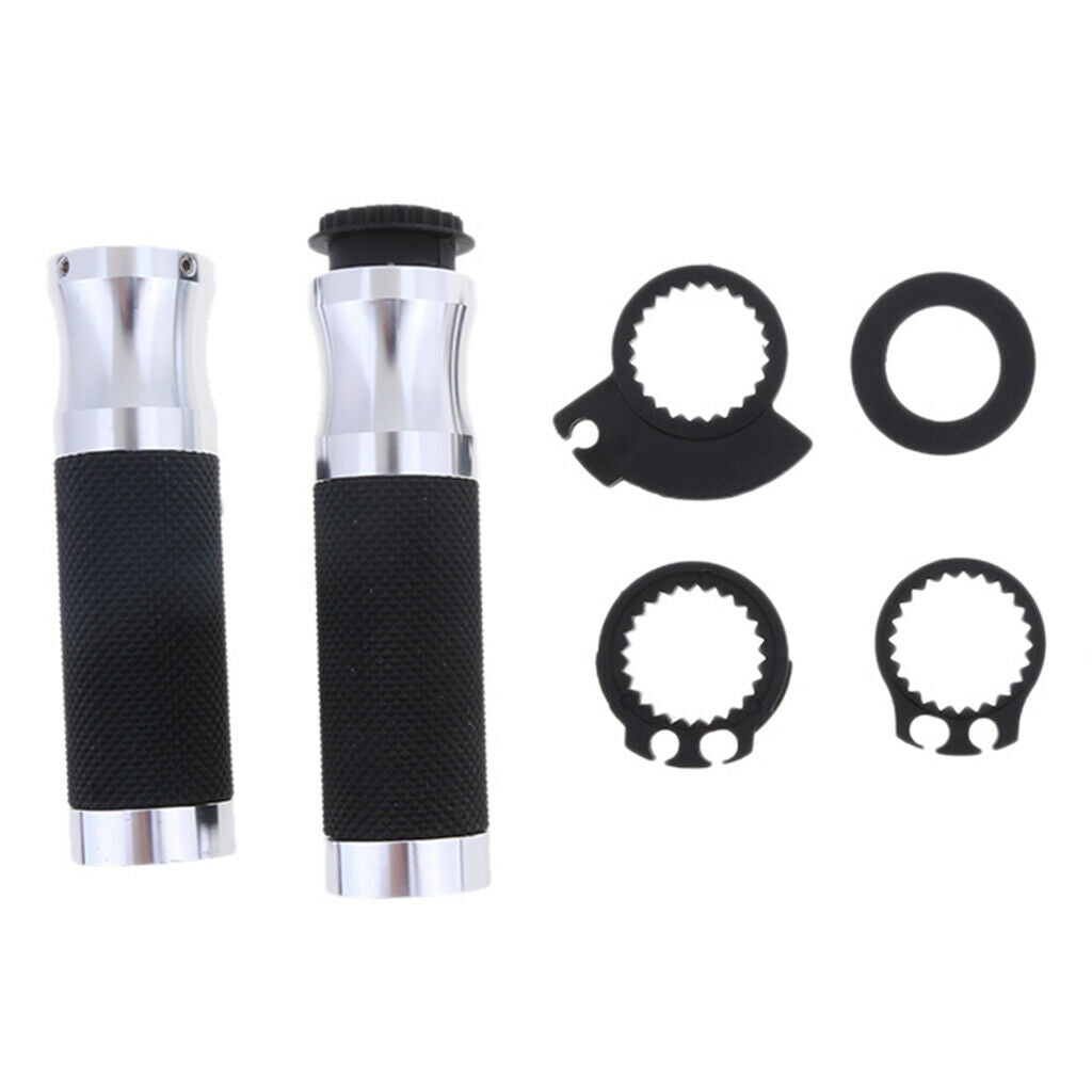 7/8" 22mm CNC Aluminum Motorcycle Throttle Control Handlebar Grips Sliver