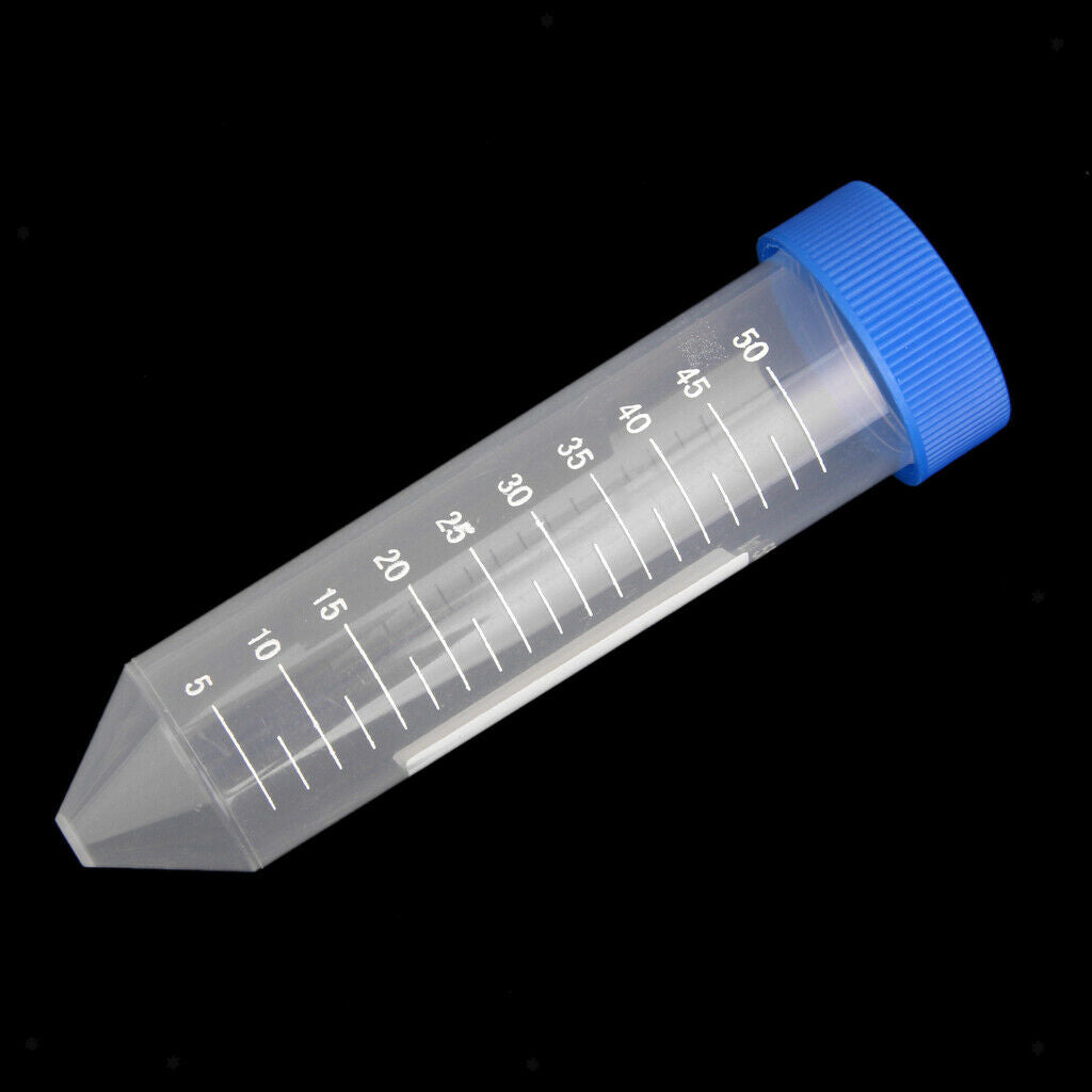 4X 5pcs 50ml Plastic Graduated Cylinder Centrifuge Tube Laboratory Test w/ Caps