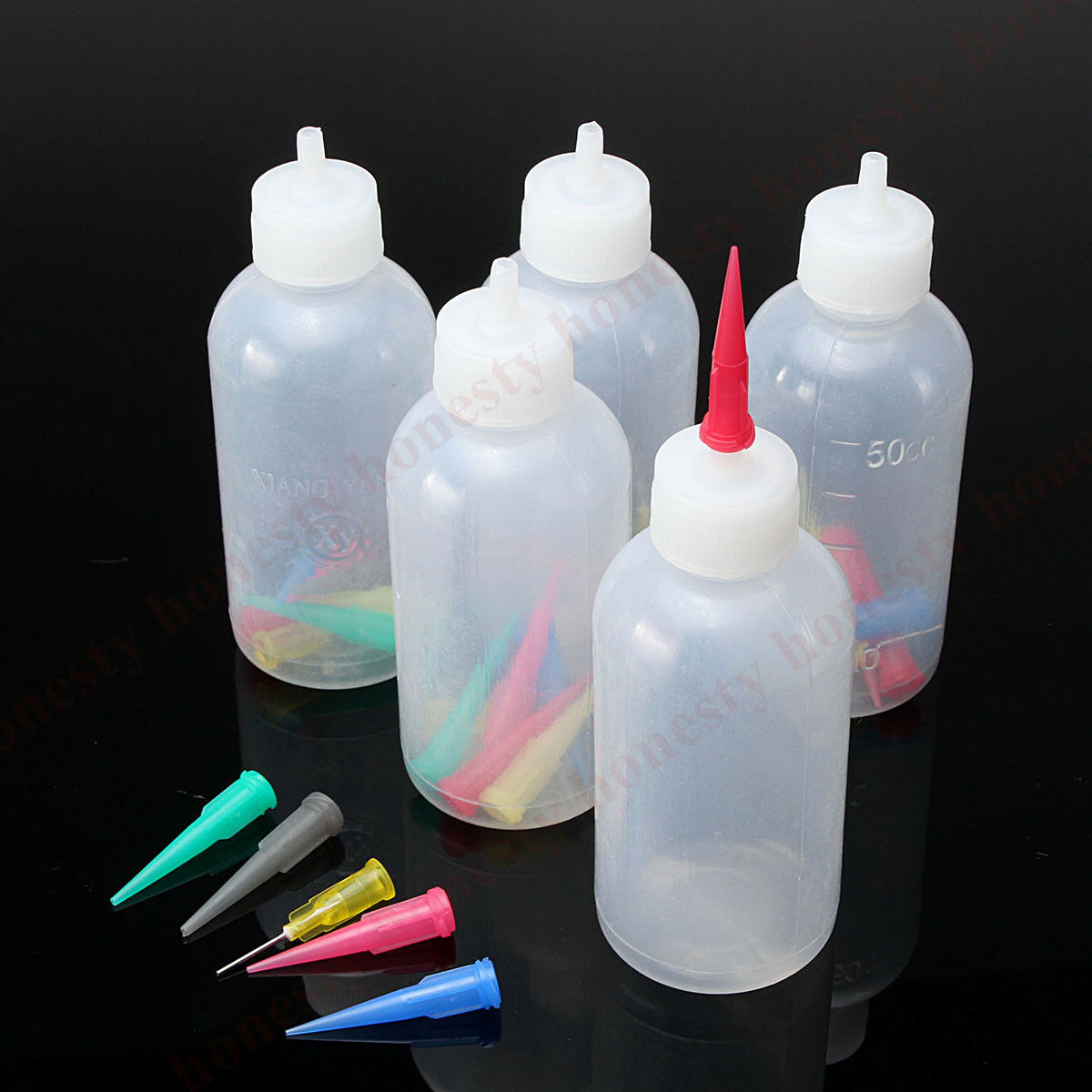 5Pcs 9.5cm*3.5cm Plastic Jam Painting Squeeze Bottles Craft with 35 Nozzles