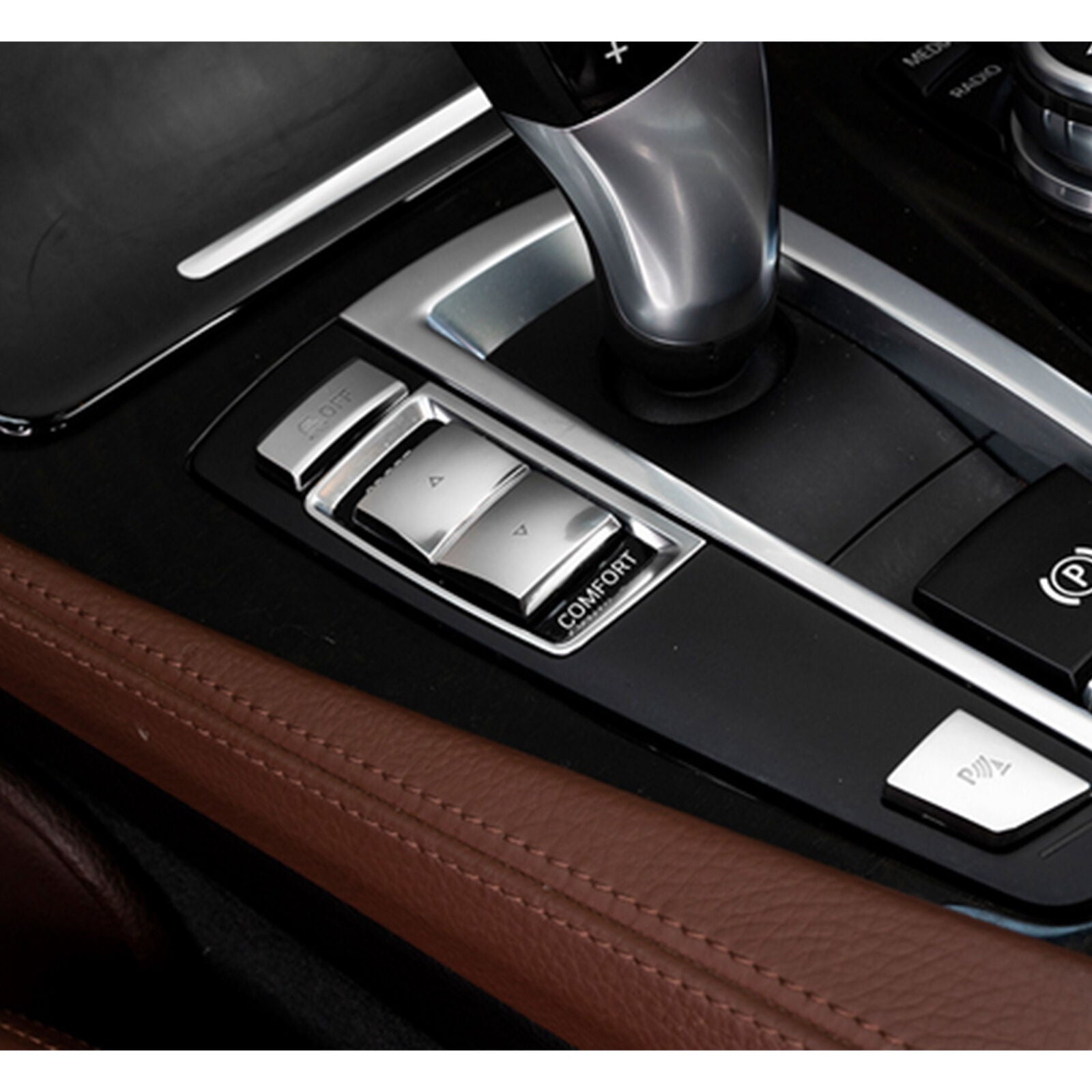 Chrome Gear Shift Parking Side Button P Sport Comfort Cover Trim For BMW F25 F26