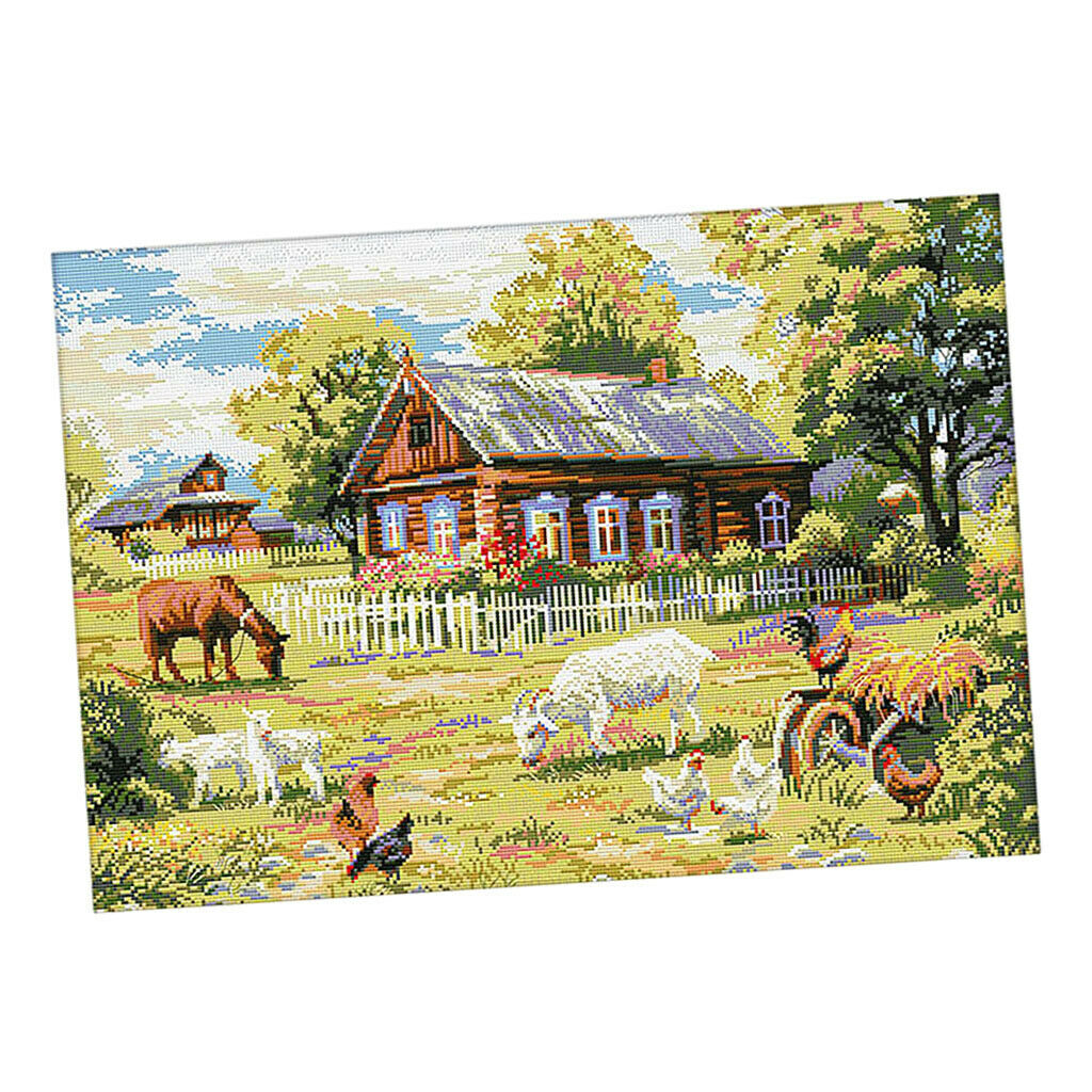 Farm Goat Cottage Stamped Cross Stitch Kits Advanced Patterns Beginner Kids