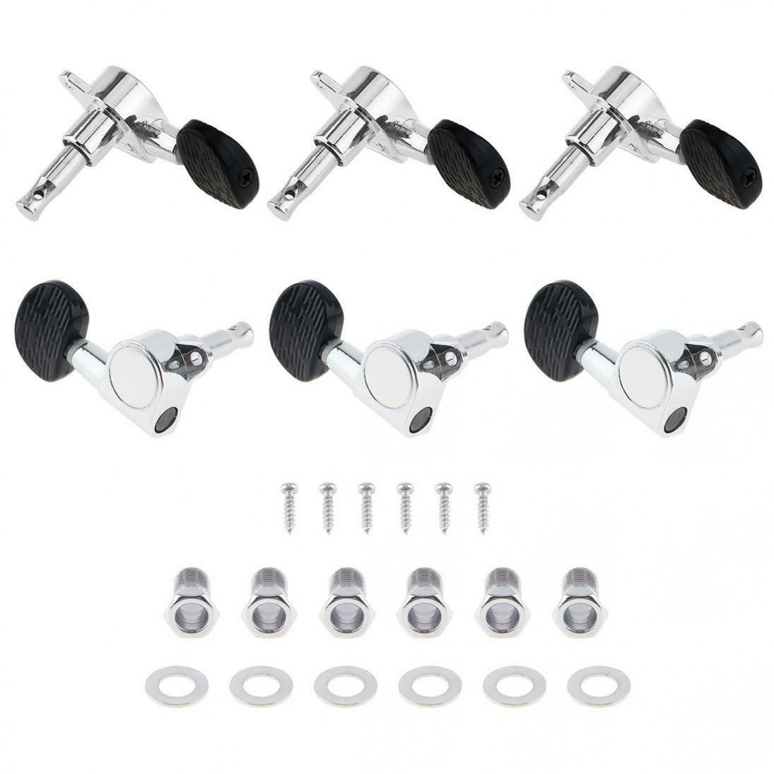 6pcs Acoustic Guitar Tuning Pegs Black Wood Grain Semicircle Heads Tuners 40 41