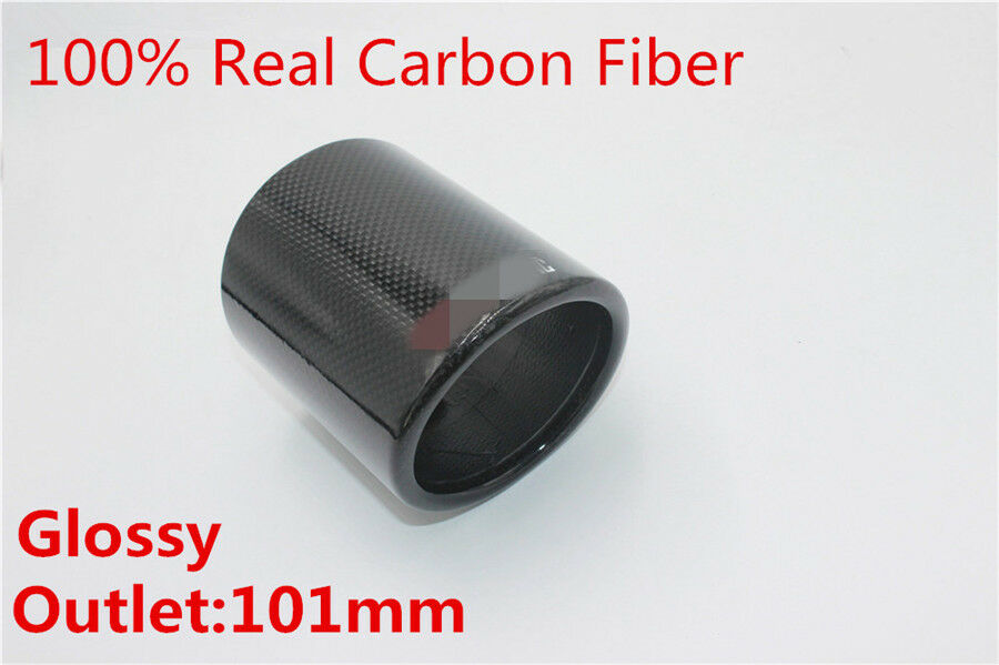 Glossy 101mm Outlet Carbon Fiber Car SUV Exhaust Pipe Cover Muffler Pipe End Tip