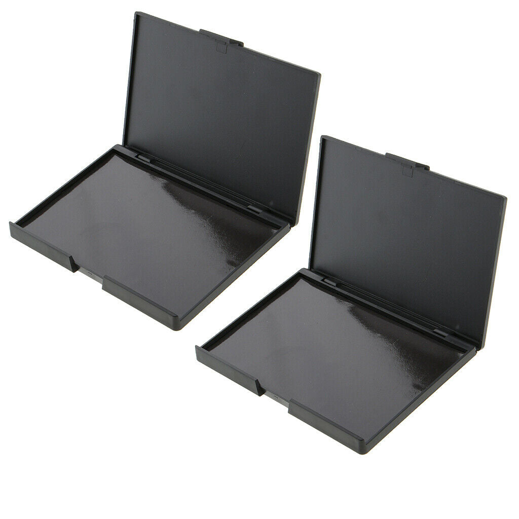 2 Pack Plastic Makeup Eyeshadow Bronzer Powder Palette Pallet Box Black