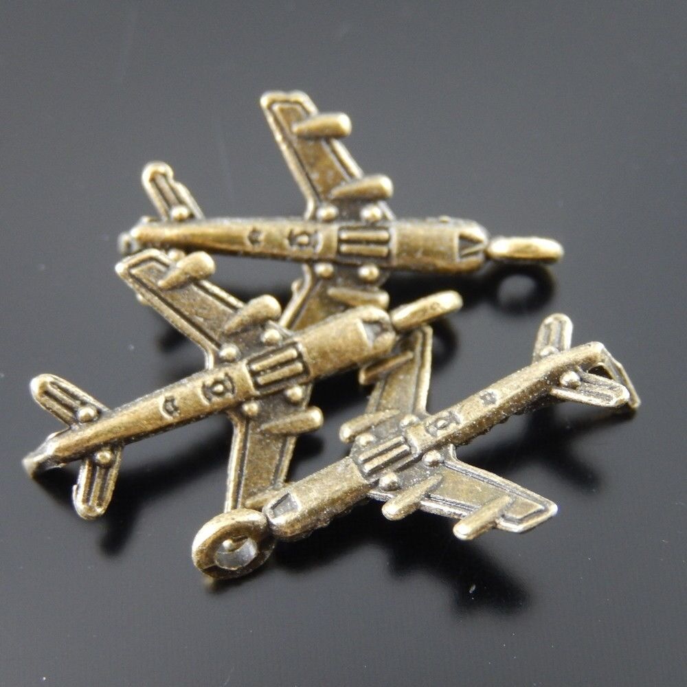 30-pack Antiqued Bronze Alloy Airplane Charm Pendant Jewelry Art Craft 20x17x6mm