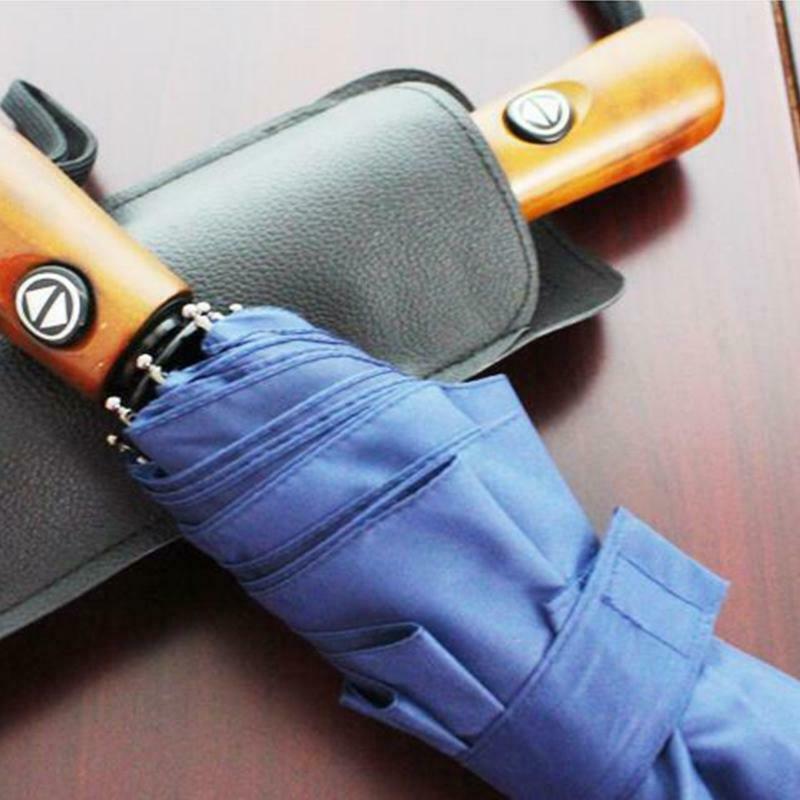 Black PU Leather Umbrella Cover Case Portable Waterproof Umbrella Storage Pocket