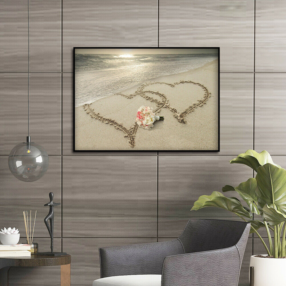 5D Diamond Painting Drawing Art Full Round Drill Picture DIY Beach Love Kit @