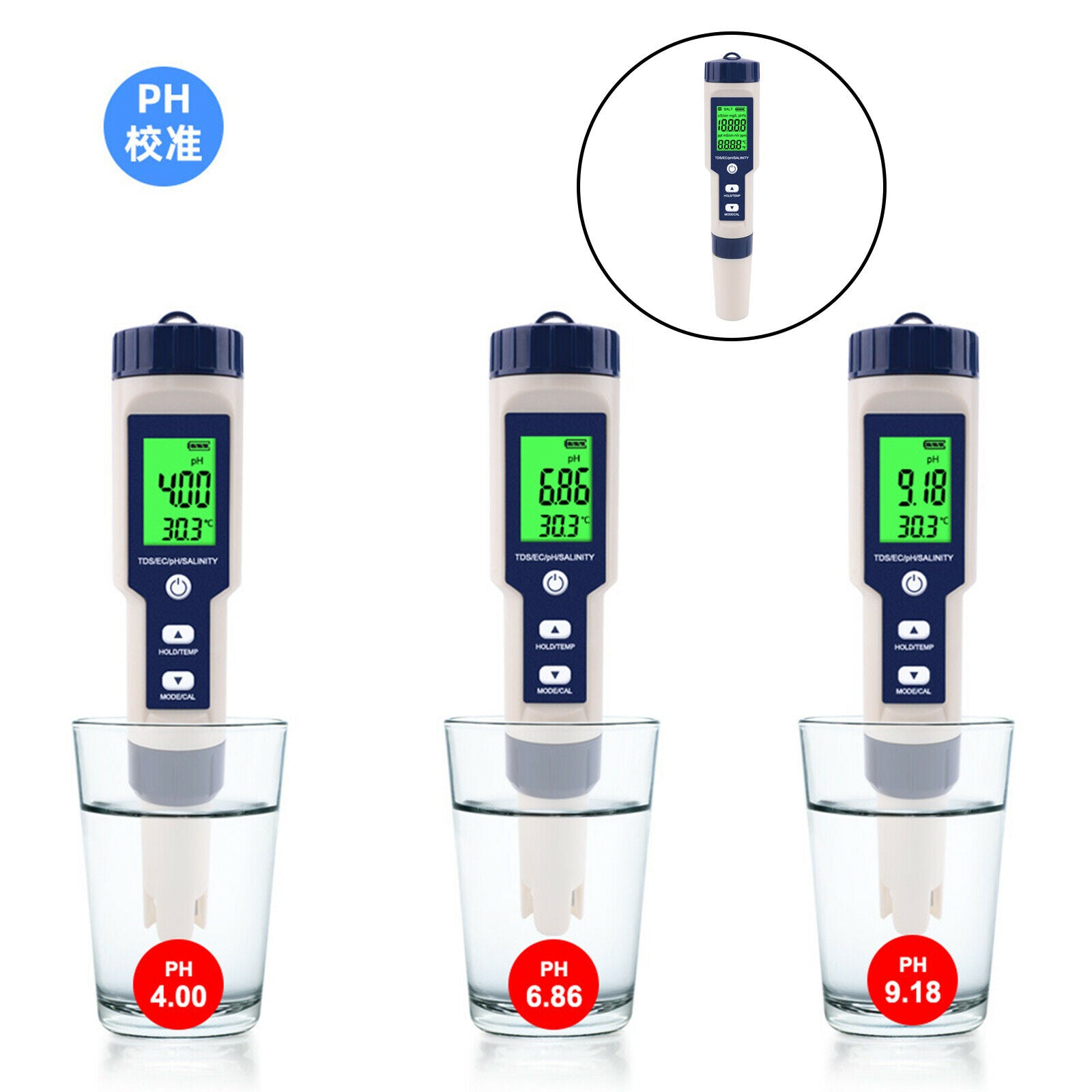 Digital LCD TDS PH Meter Water Purity Pool Salinity Tester Measures Pen