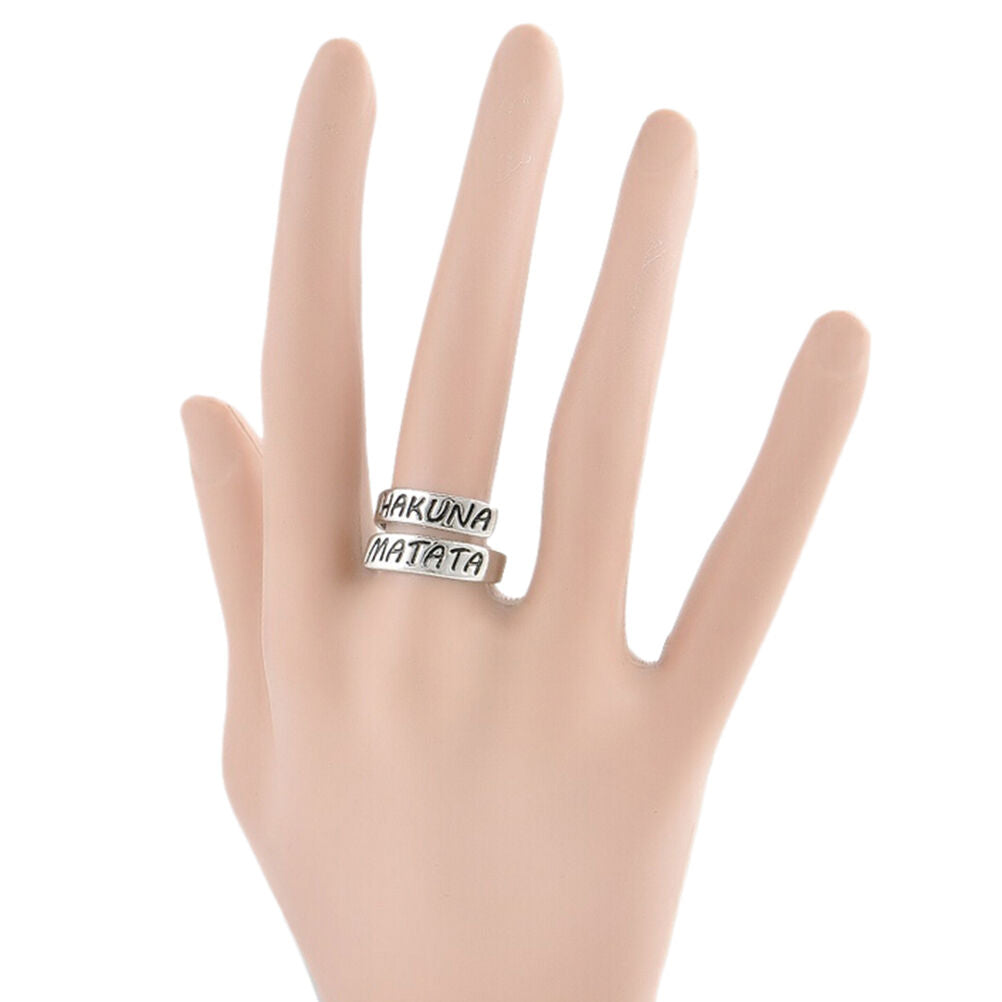 1 Pc Fashion Women Punk Heart Letter "Hakuan Matata" Open Twist Finger Rin.l8