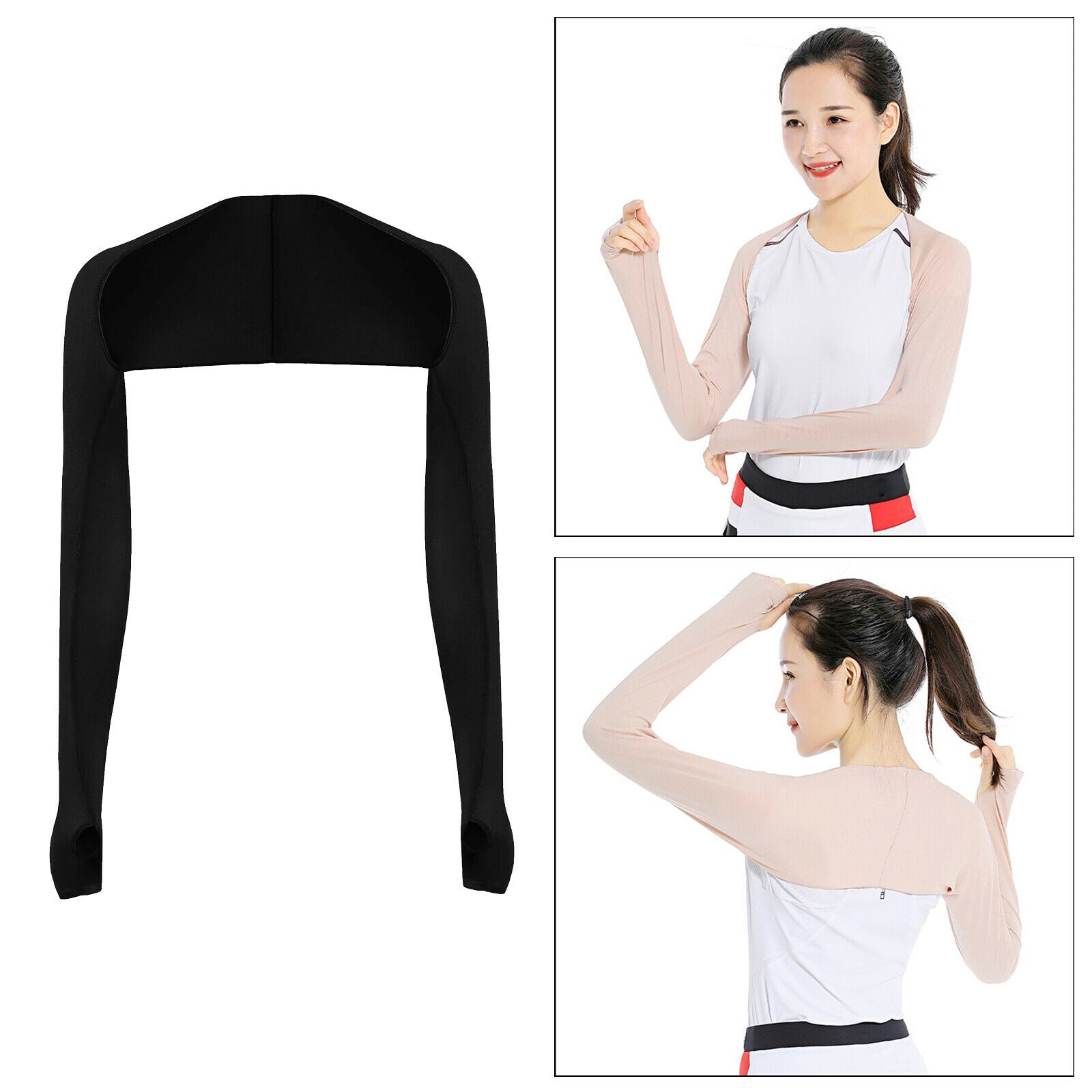 2X Cooling Shawl Arm Sleeves Summer Sun Protection Golf Accessory Black