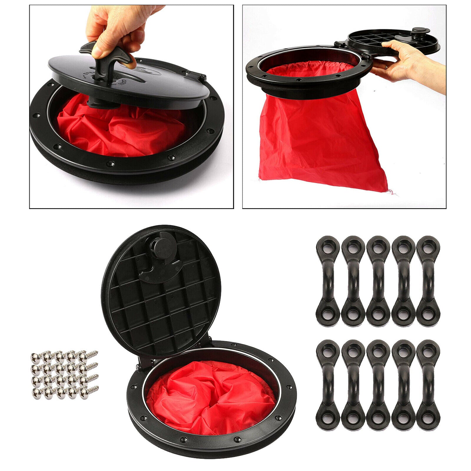 8 inch Kayak Deck Hatch Marine Plate w/ Cat Bag Rigging Pad Eyes Accessories