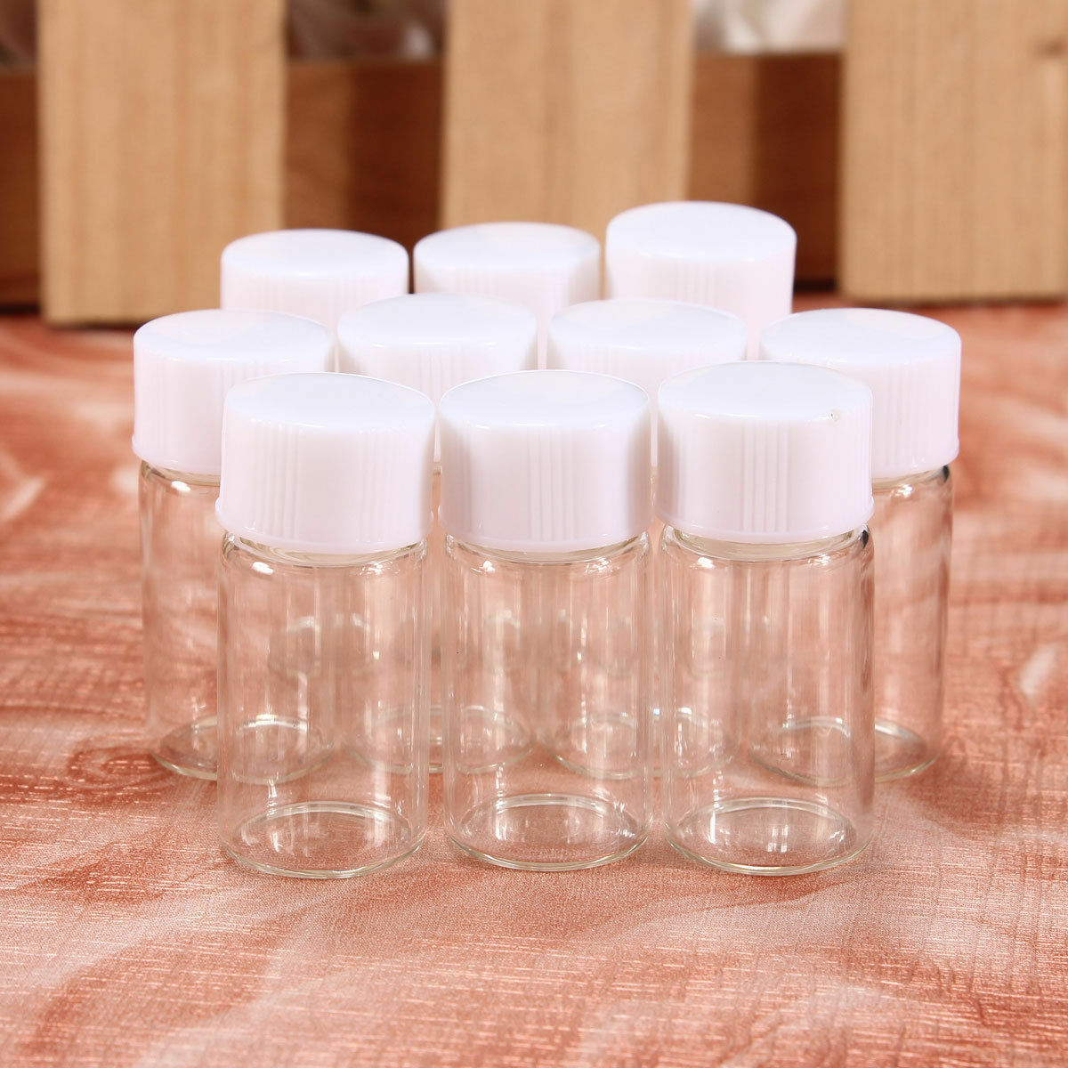 3ml Clear Glass Bottles with White Screw-on Lid Cap - Pack of 10