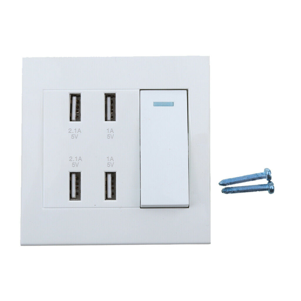 Wall 4 Port USB Socket Charger AC Socket Outlet Panel Panel