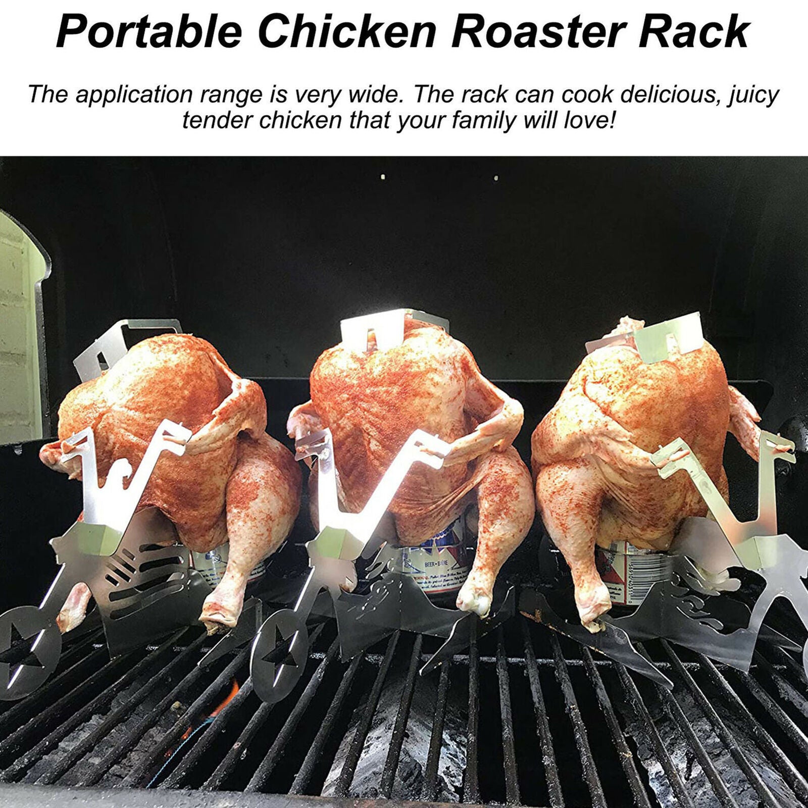 Steel Outdoor Chicken Stand-BBQ Portable grilling gift Father-Day HOT
