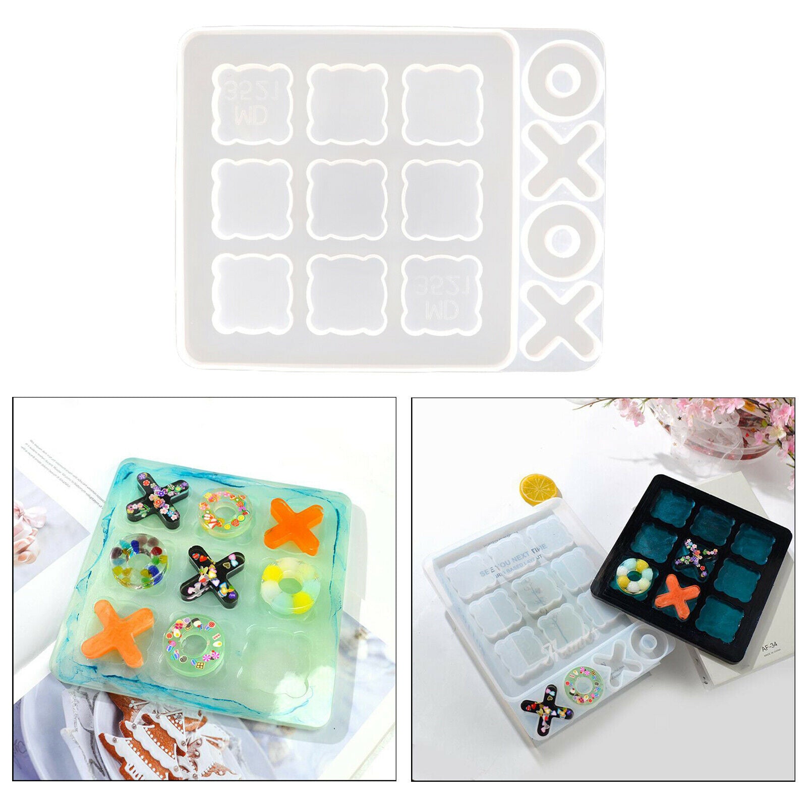 Tic-Tac-Toe Game Board Silicone Mold Crystal Mould 243x193x11mm Eco-Friendlys