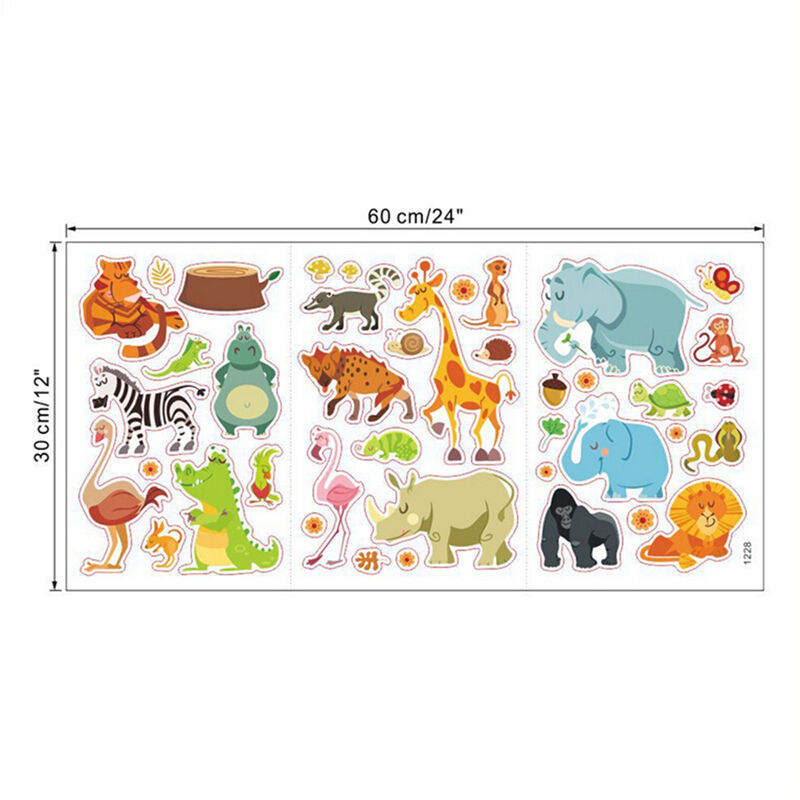 Animals Wall Stickers for Kids Nursery Rooms Monkey Elephant Horse Wall  .l8
