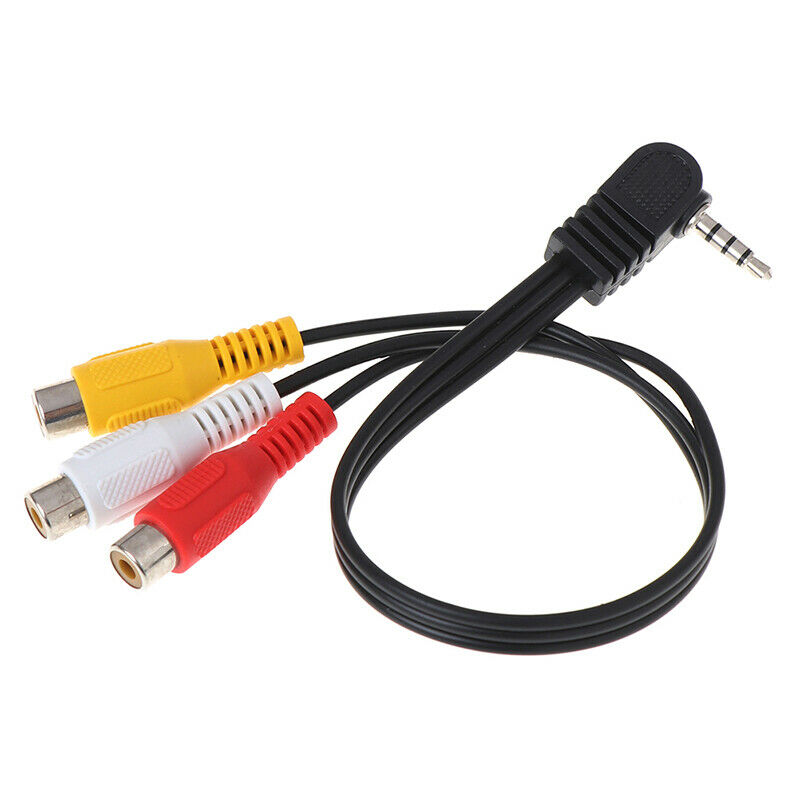 3.5mm AV Angled Plug to 3 RCA Female Jack Audio Video AdapterY&.l8
