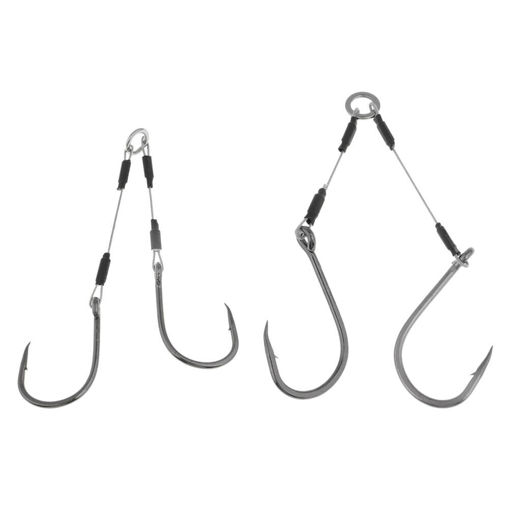 2pcs Dual Assist Hooks Barbed Jigging Fishing Hooks 1 Piece with 2 Hooks for