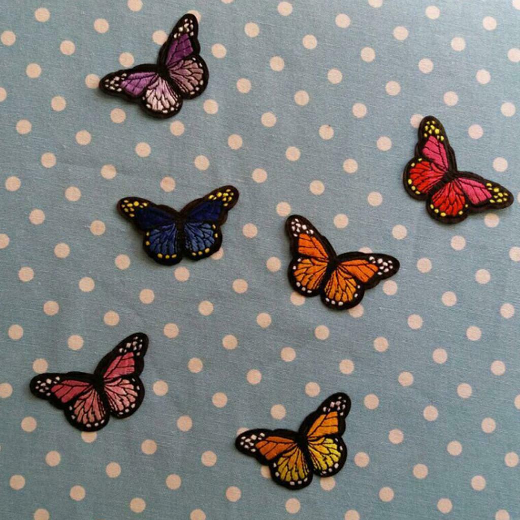 12Pcs/lot Butterfly Embroidered Fabric Stickers Iron on Sew on Clothing curtain