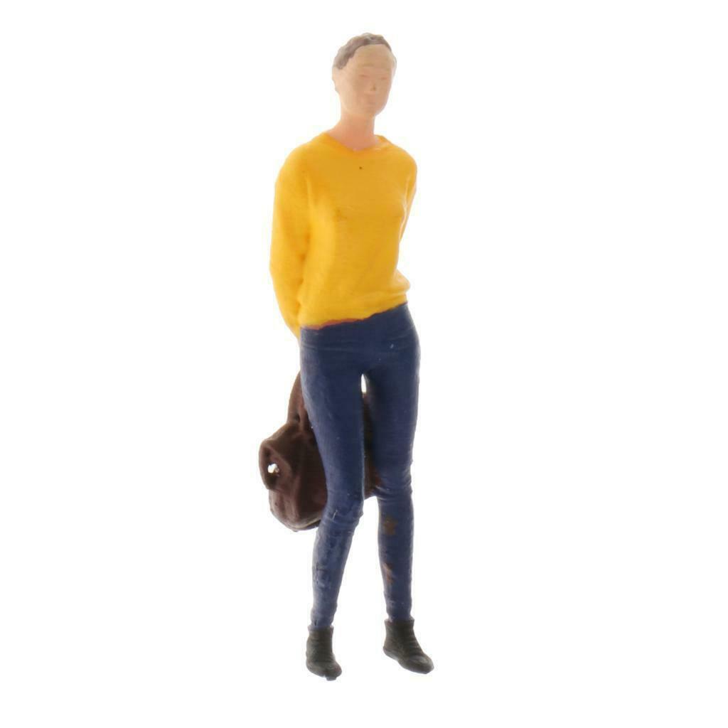 1:64 S Scale Figures Character Men Women Diorama Decor Yellow+Dark Blue