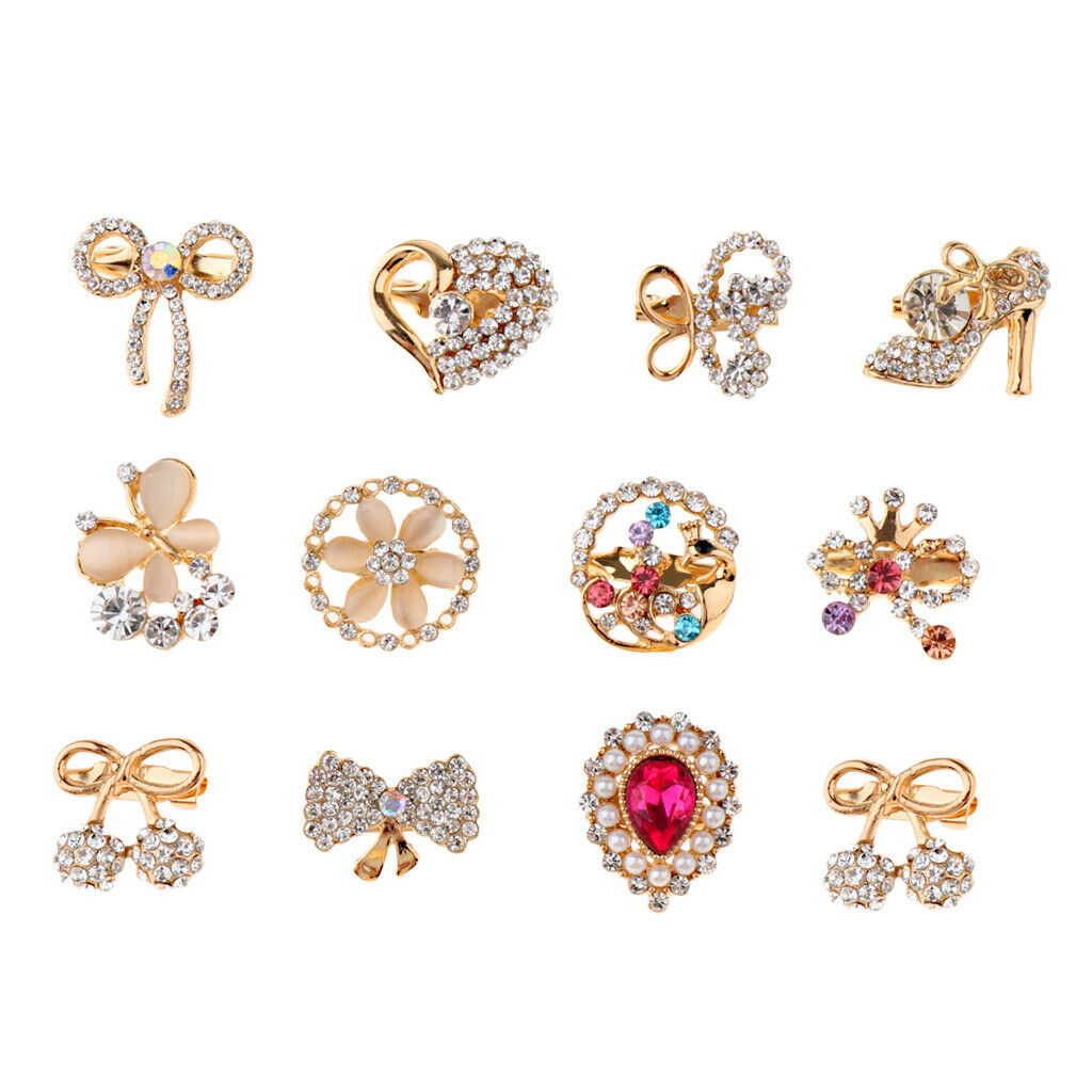12Pcs Women Metal Alloy Brooch Lapel Pin Collar Tips Fashion Brooch Pins Set