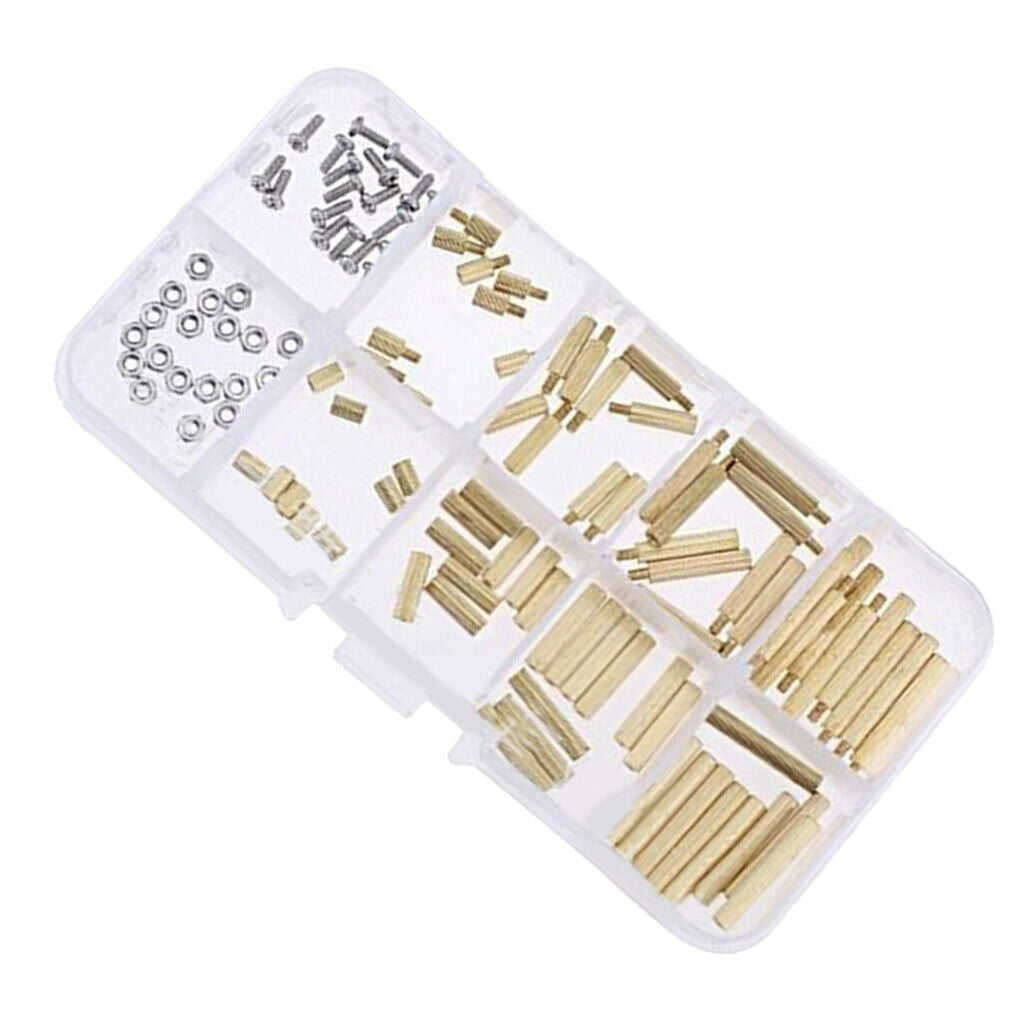 120 Pieces M2 Male Female Brass Pillar Bolt Screw Nut Thread Kit Box-Packed