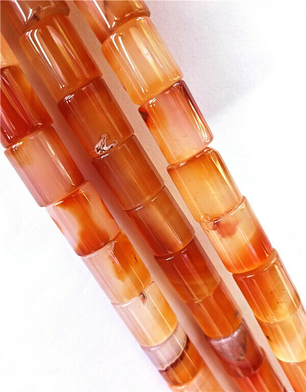 1 Strand 18x15mm Brown Red Agate Cylinder Tube Spacer Loose Beads 15.5" HH8467