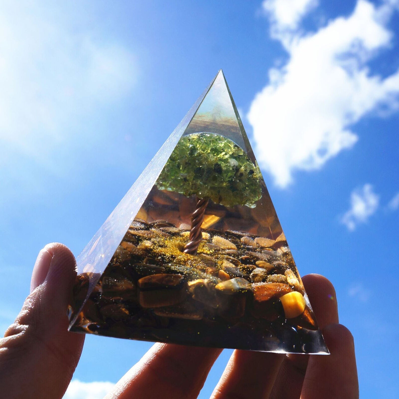 Crystal Orgone Pyramid, Reiki Healing Chakra Meditation Large Orgonite Pyramids