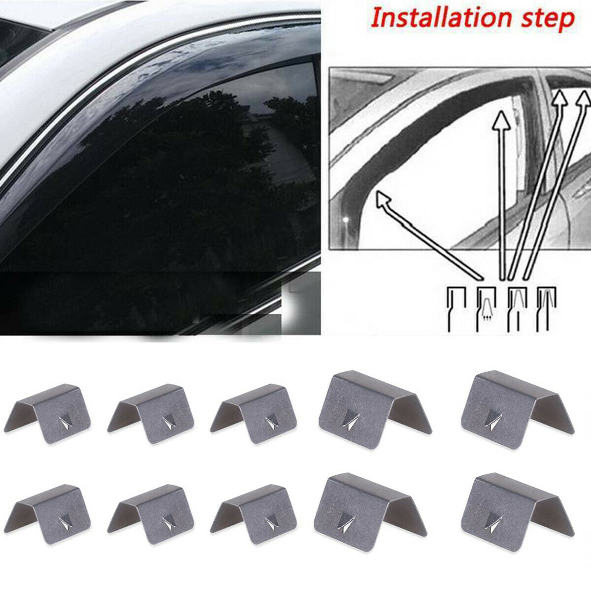 10X Channel Rain Wind Deflector CLIPS Fit For HEKO SNED G3 Climair iSpeed Met