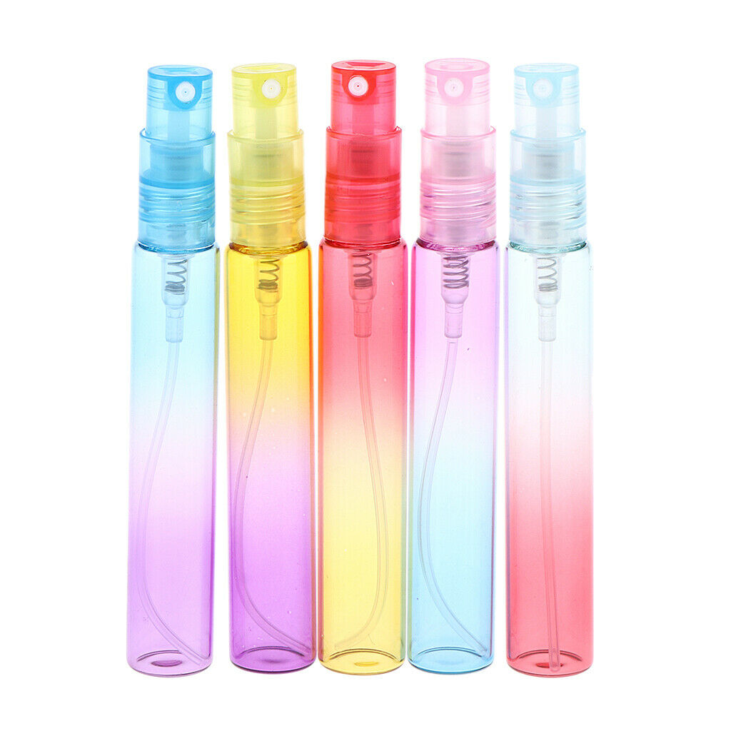 5x Empty 4/8mL Refillable Perfume Bottles Pump Spray Tube Glass Vials 10 cm