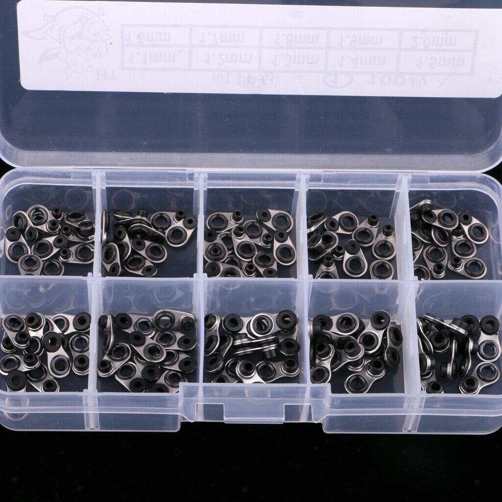 200Pcs Boat Fishing Rod Guide Tip Top Replace Stainless Steel Frame Ceramic Ring