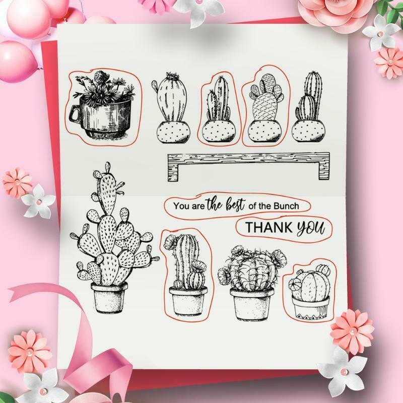 Cactus DIY Silicone Clear Stamp Cling Seal Scrapbook Embossing Album Decor Craft
