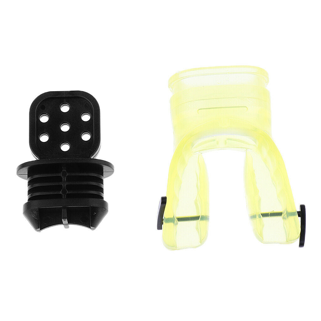 2 Silicone Diving Snorkel Regulator Bite Valve Mouthpiece White / Yellow