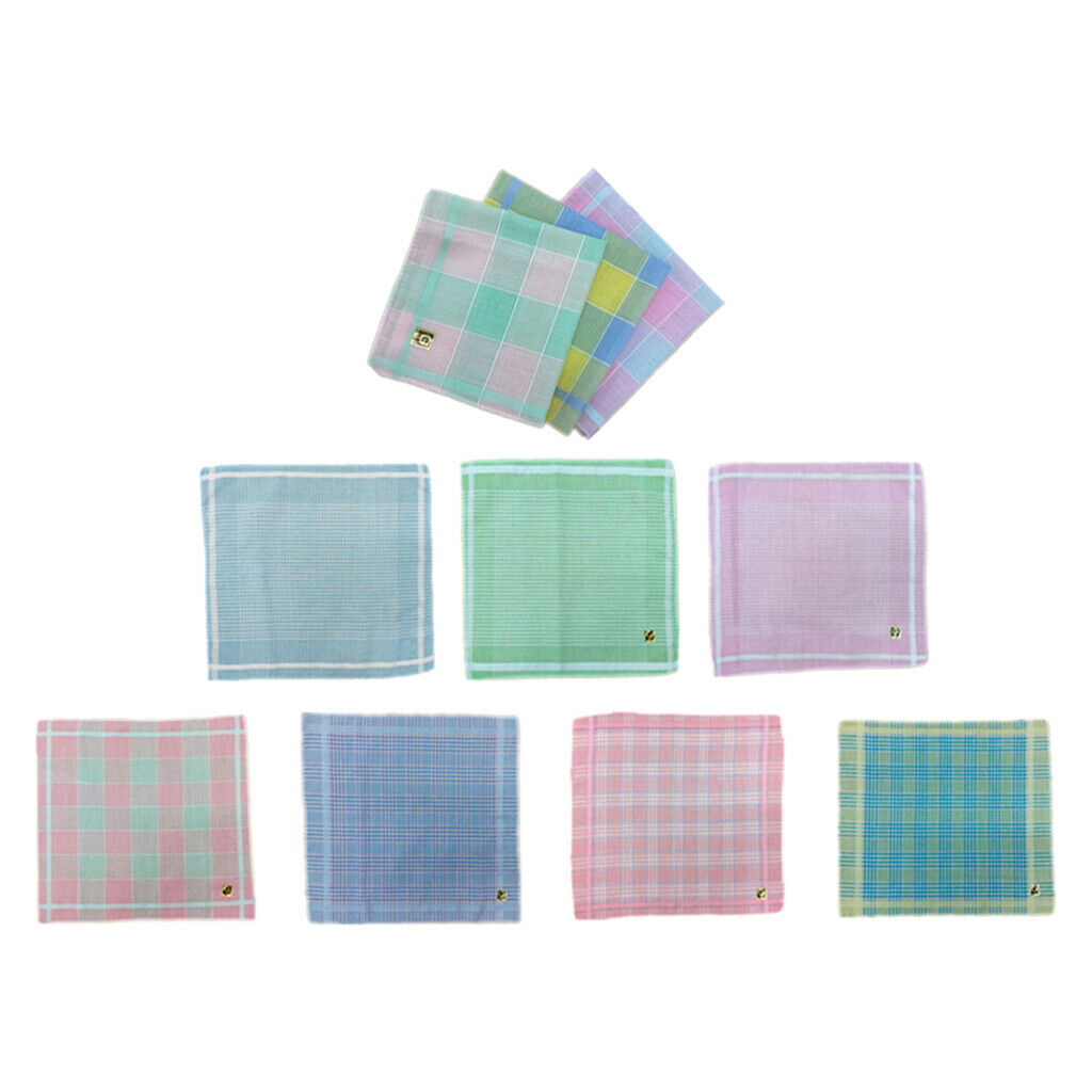 10 Pieces Soft Cotton Handkerchiefs Pocket Square Kerchief Gift Set 28x29cm