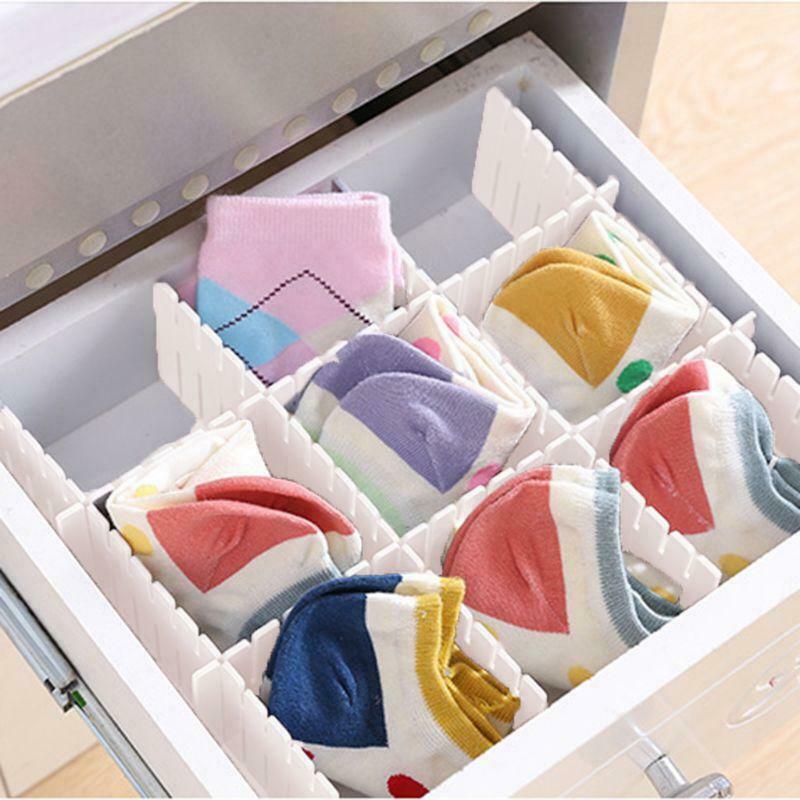 8pcs Adjustable Clapboard Drawer Divider Partition Storage Organiser Wardrobe