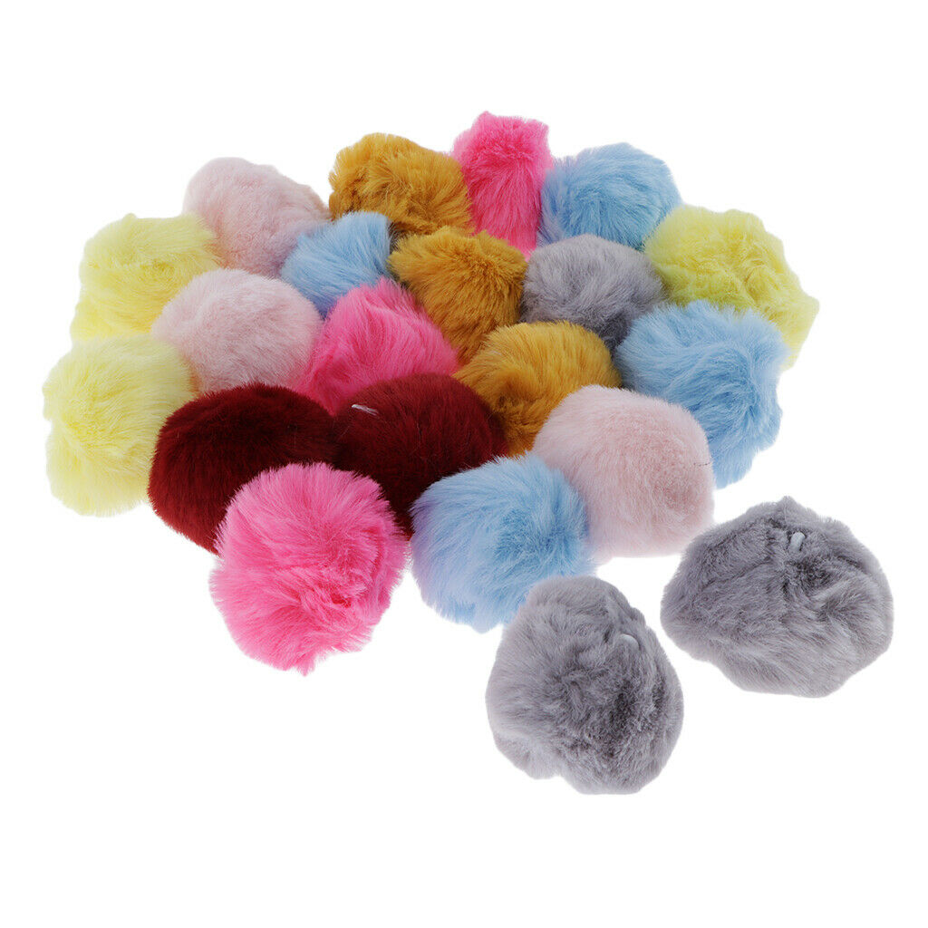20pcs  Faux Fur Pom Pom Ball Keychain For Hat Bag Accessories Mixed