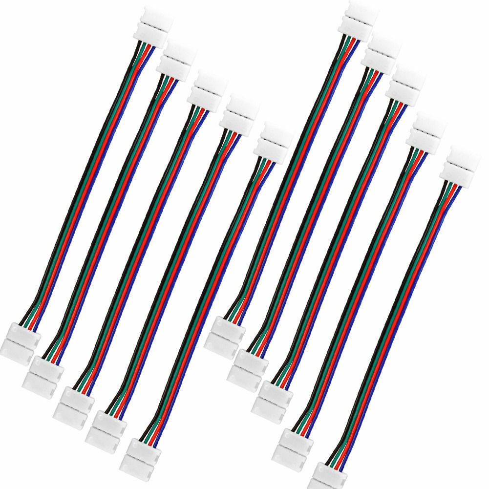 10X 4 PIN RGB LED STRIP LIGHT TO CONTROLLER CONNECTORS WIRE CABLE 10MM 5050   NL