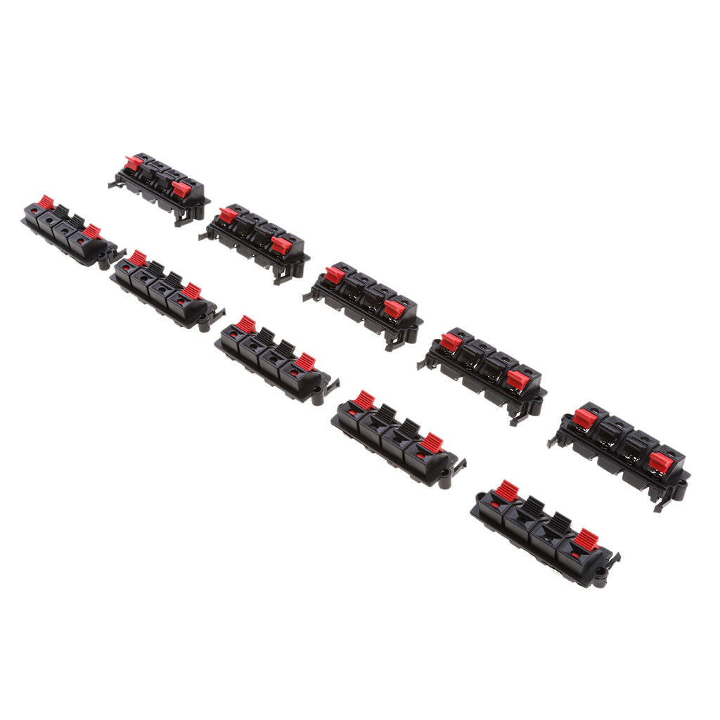 10 pieces 4 Way Stereo Speaker Plate Terminal Strip Push Connector Block