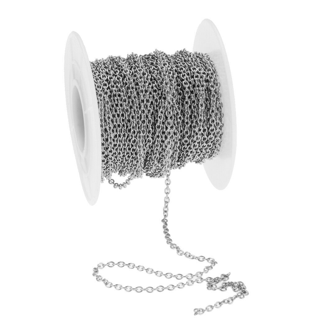 2 Roll Stainless Steel Cable Chain for Men Women Jewelry Pendants Bracelet