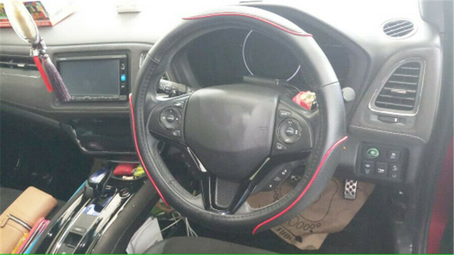 Car Steering Wheel Cover Sporty Wave Pattern With Red Line Stitching Car-styling
