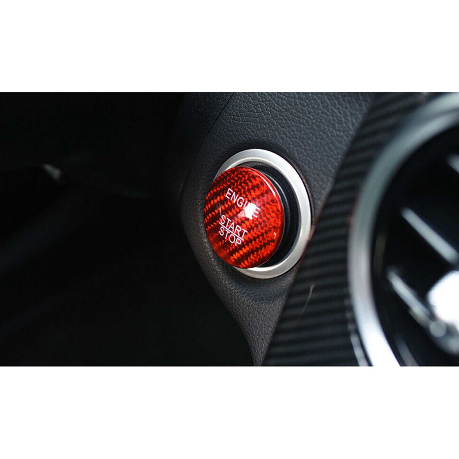 Red Carbon Fiber Engine Start Stop Button Cover For Mercedes A B C E GLE GLC CLA
