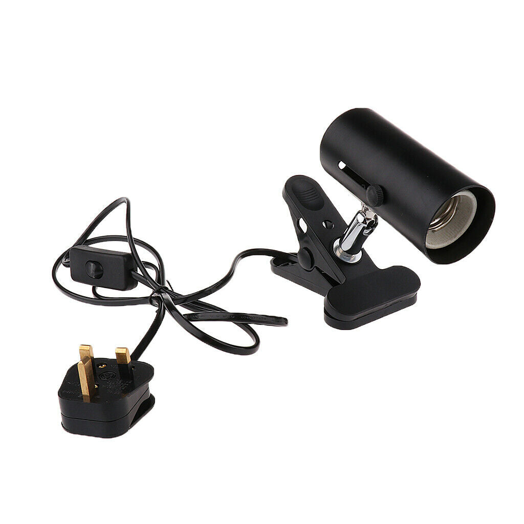 Reptile Lamp Ceramic Heat Light UVB UVA Light Bulb Holder E27 UK Plug Black