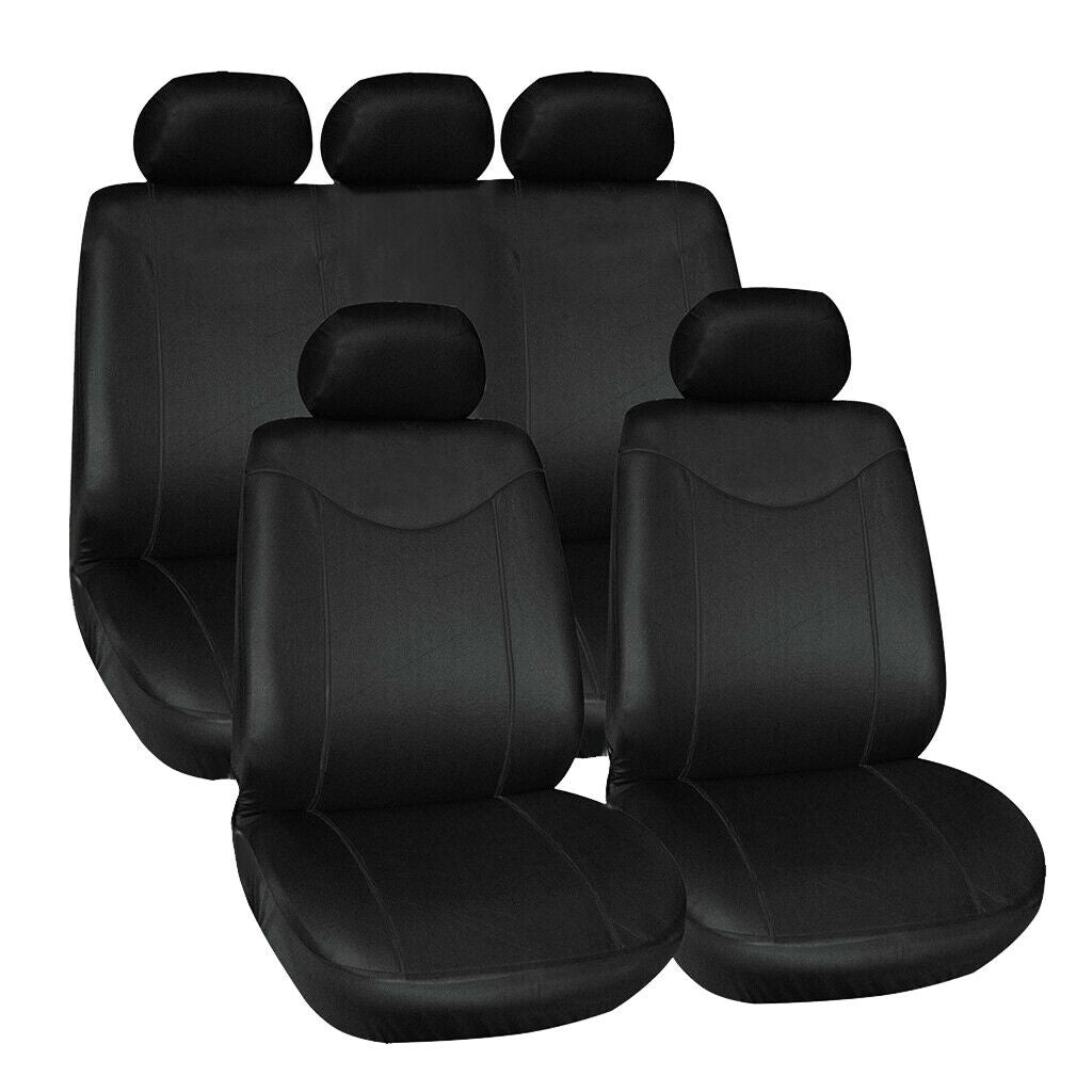 Car Seat Covers Black Complete Full Set 9pcs For Auto Vehicle Upholstery