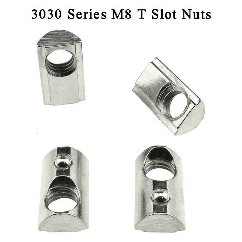 2X(30Pcs M8 T Slot Nuts Roll-In Sp Ball Loaded Elastic Nuts for 3030 SeriesU2Z6)