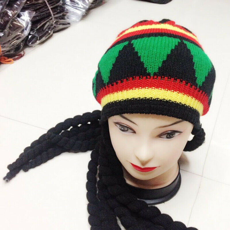 Jamaica Ethnic Knitted Beret Wig Hats Colored Crochet Slouchy Unisex Fashion New