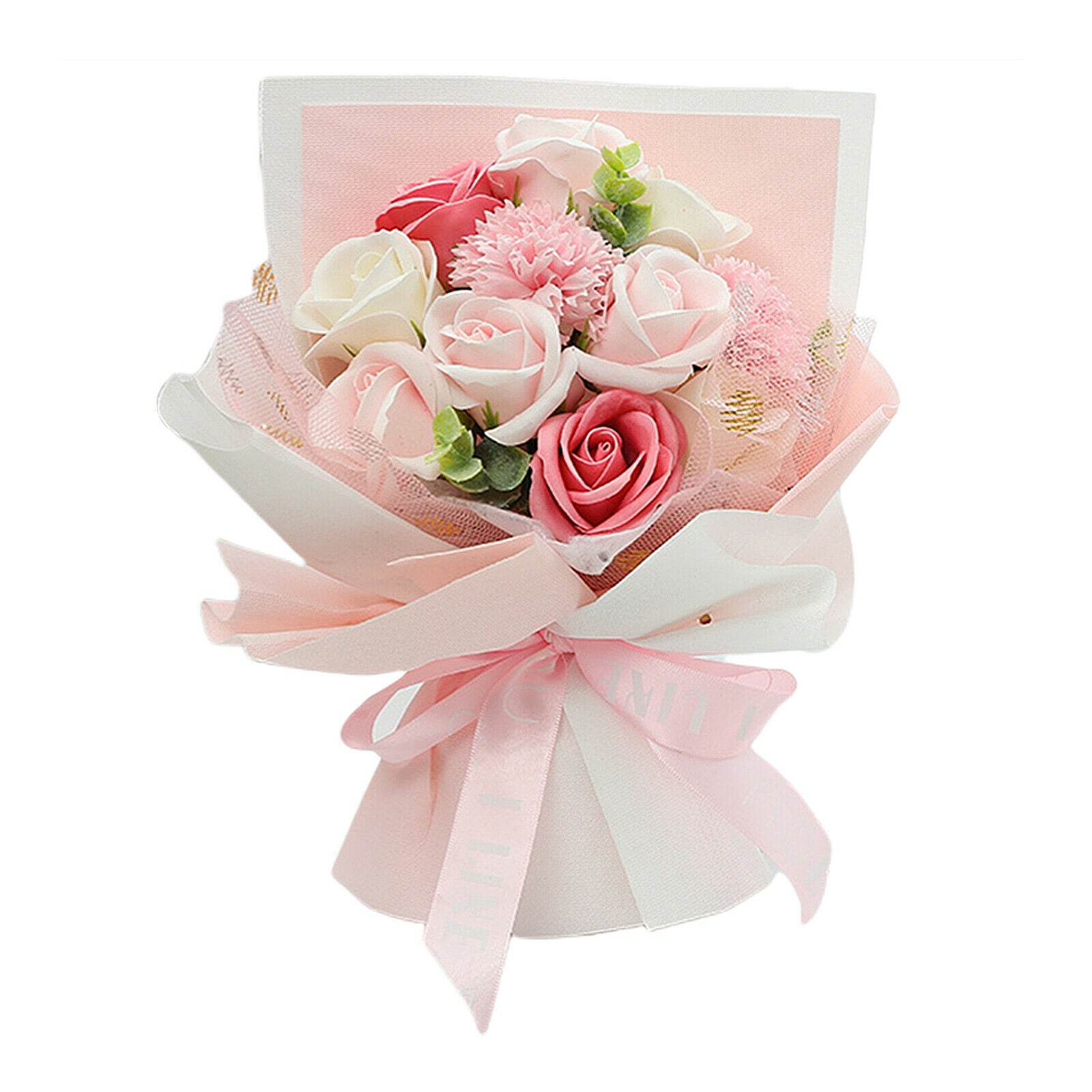 2pcs Carnation Rose Soap Flower Bouquet Birthday Valentine's Day Gift Party