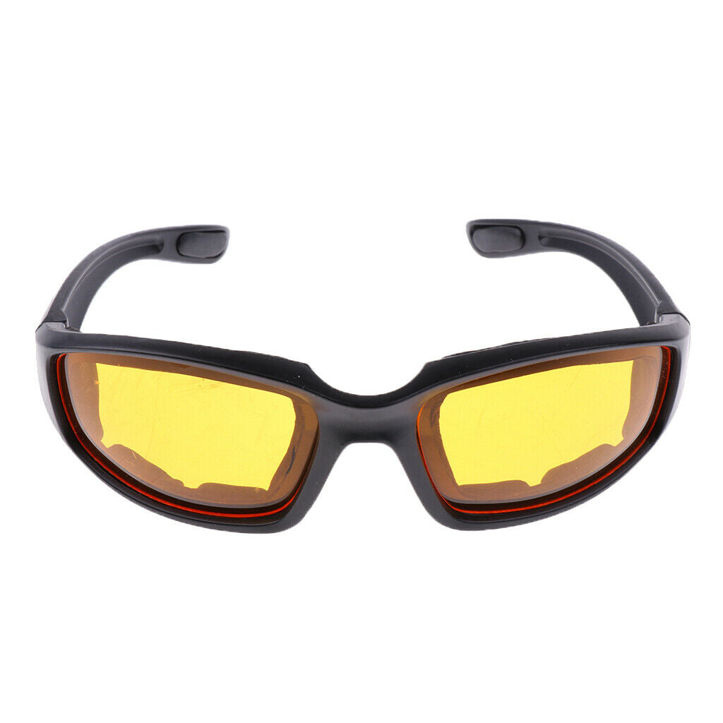 Padded Foam Wind Resistant Sunglasses Motorcycle Riding Glasses Yellow