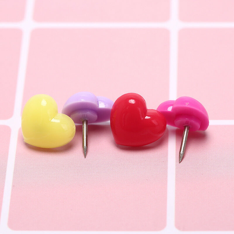 12pcs/box multi-color heart push pins notice board map drawing office thum.l8