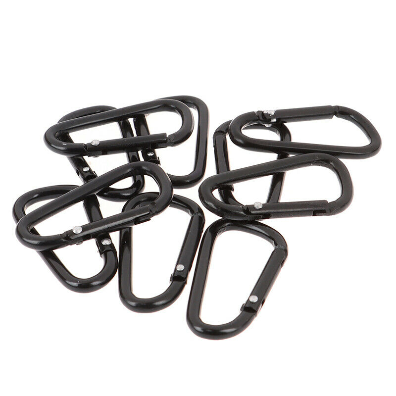 10Pieces Black D Shaped Aluminum Alloy Carabiner Hook Keychain Accesso.l8